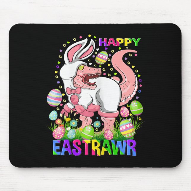 Happy Eastrawr Funny T Rex Easter Day Dinosaur  Mouse Pad (Front)
