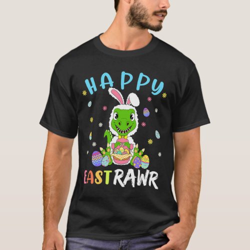 Happy Eastrawr Kid Dinosaur T Rex Cute Easter Bunn T_Shirt