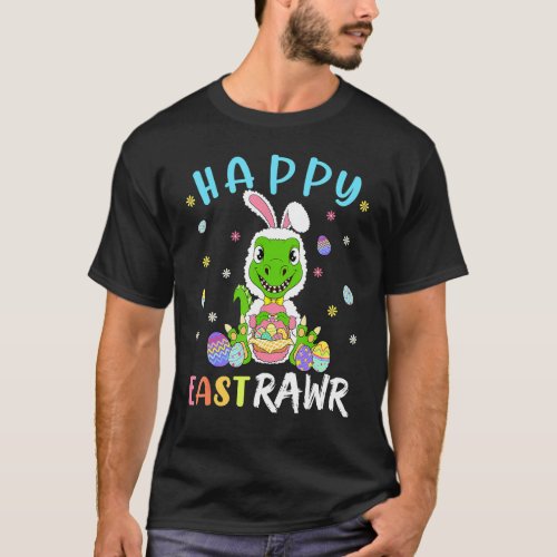 Happy Eastrawr Kid Dinosaur T Rex Cute Easter Bunn T_Shirt