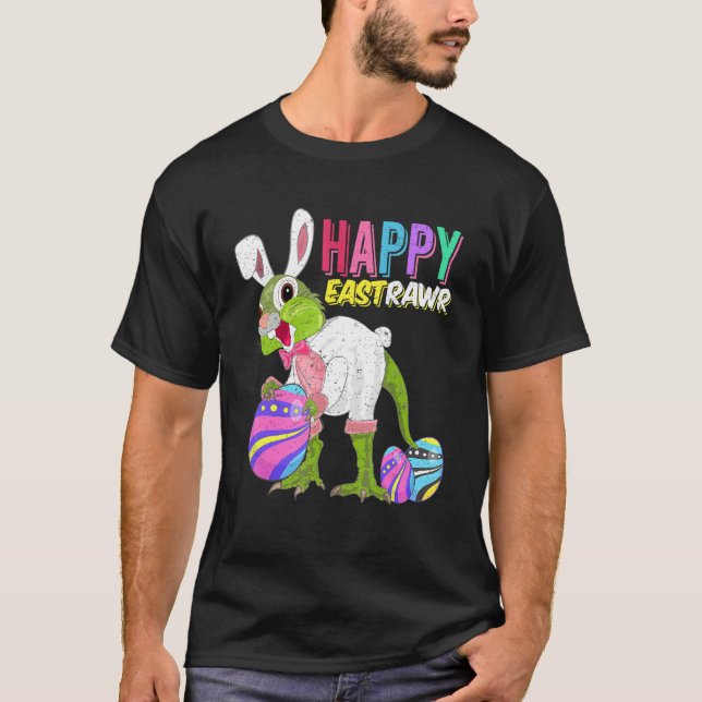 Happy Eastrawr Rabbit Dinosaur Easter Bunny Egg Co T-Shirt (Front)