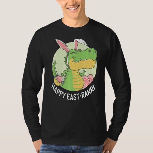 Happy Eastrawr Rex Dinosaur Bunny Ears Easter Eggs T_Shirt