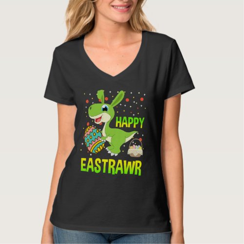 Happy Eastrawr Rex Dinosaur Easter Bunny Egg Costu T_Shirt