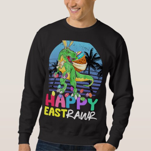 Happy Eastrawr  Rex Dinosaur Easter Bunny Egg Kids Sweatshirt