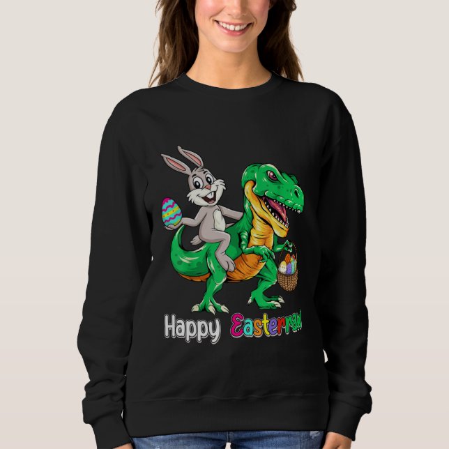 Happy Eastrawr Rex Dinosaur Easter Bunny Egg Kids  Sweatshirt (Front)