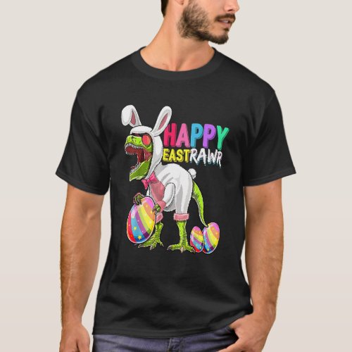 Happy Eastrawr Rex Dinosaur Easter Bunny Egg  Kids T_Shirt