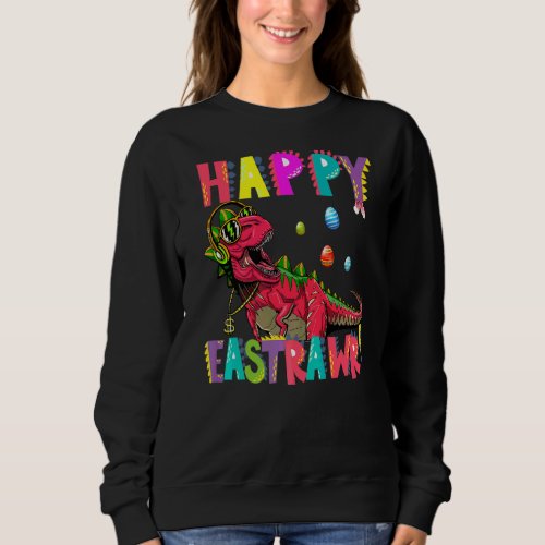Happy Eastrawr Rex Easter Bunny Dinosaur Eggs Boys Sweatshirt