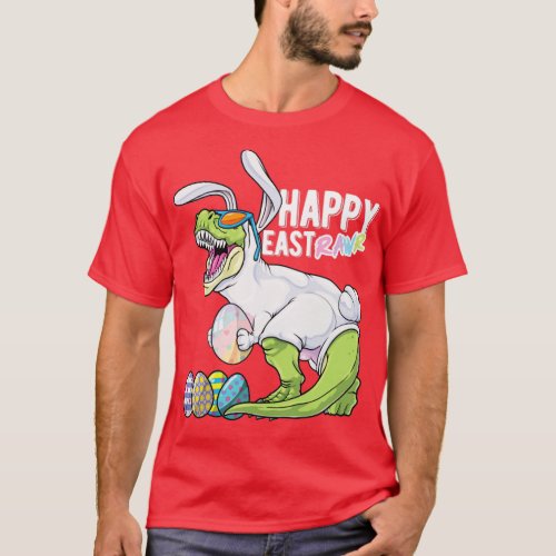 Happy Eastrawr T Rex Dinosaur Easter Bunny Egg Cos T_Shirt