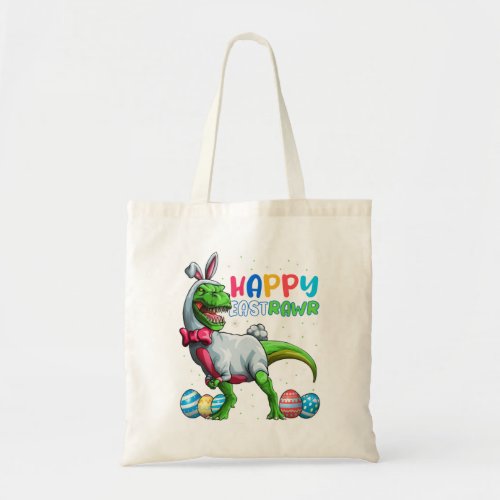 Happy Eastrawr T Rex Dinosaur Easter Bunny Egg Cos Tote Bag