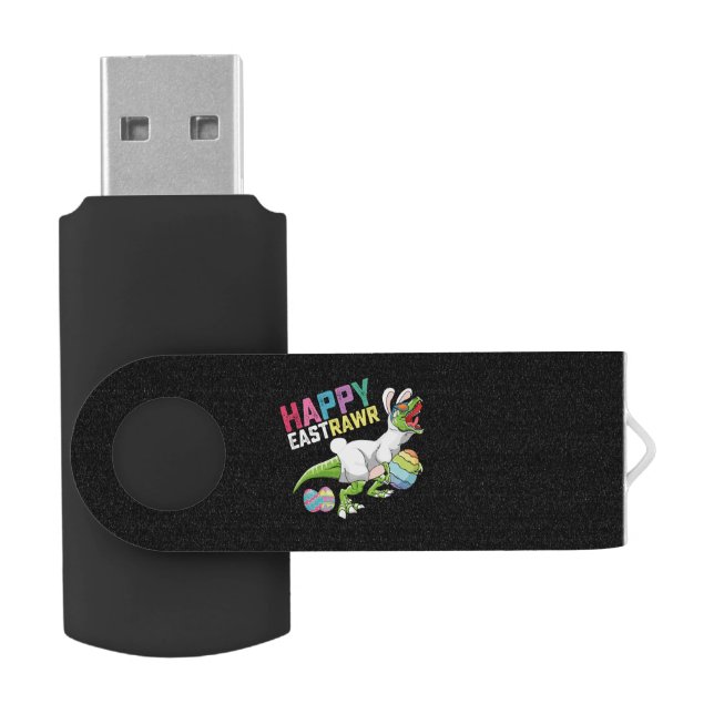 Happy Eastrawr T Rex Dinosaur Easter Bunny Egg Flash Drive (Opened)
