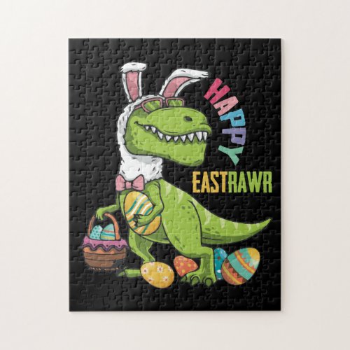 Happy Eastrawr T Rex Dinosaur Easter Bunny Egg Jigsaw Puzzle