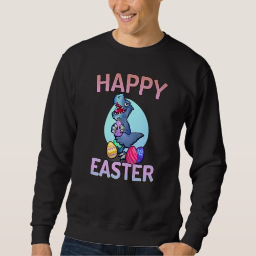 Happy Eastrawr T Rex Dinosaur Easter Bunny Egg Kid Sweatshirt