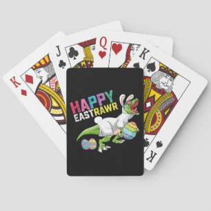 Happy Eastrawr T Rex Dinosaur Easter Bunny Egg Poker Cards