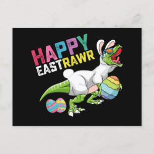 Happy Eastrawr T Rex Dinosaur Easter Bunny Egg Postcard