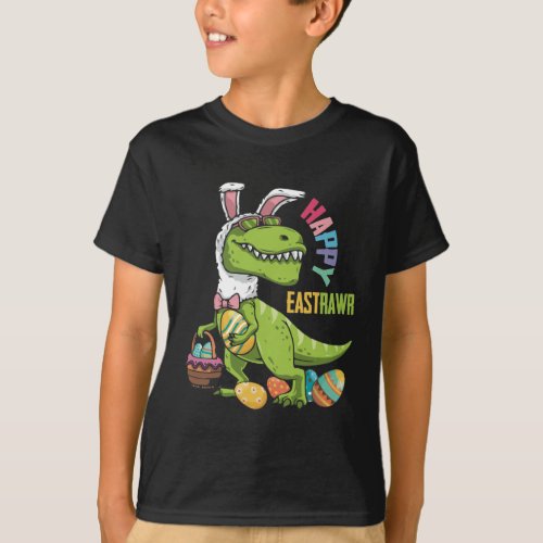 Happy Eastrawr T Rex Dinosaur Easter Bunny Egg T_Shirt