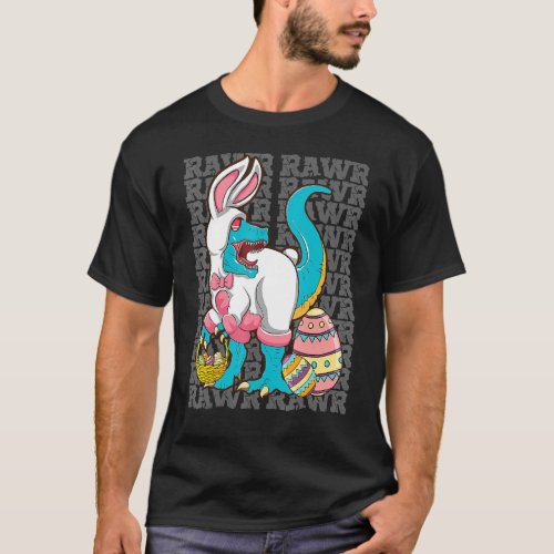 Happy Eastrawr T Rex Easter Bunny Dinosaur Eggs Bo T_Shirt