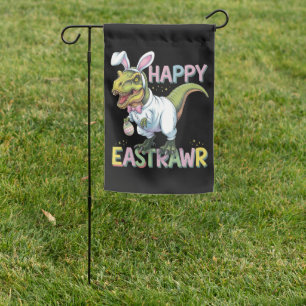 Happy Eastrawr T Rex Easter Dinosaur Bunny Egg Garden Flag