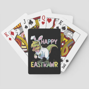 Happy Eastrawr T Rex Easter Dinosaur Bunny Egg Poker Cards