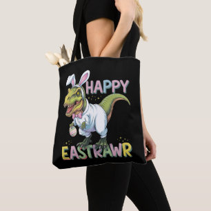 Happy Eastrawr T Rex Easter Dinosaur Bunny Egg Tote Bag