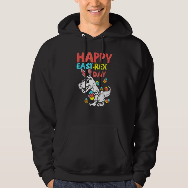 Happy Eastrawr Trex Dinosaur Toddler Boys Kids Eas Hoodie (Front)