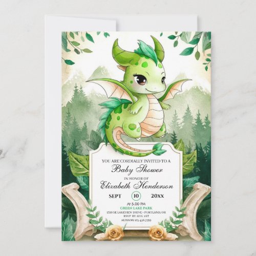 Happy Editable Dragon Baby Shower Invitation