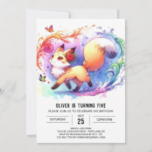 Happy Editable Fox Birthday Invitation