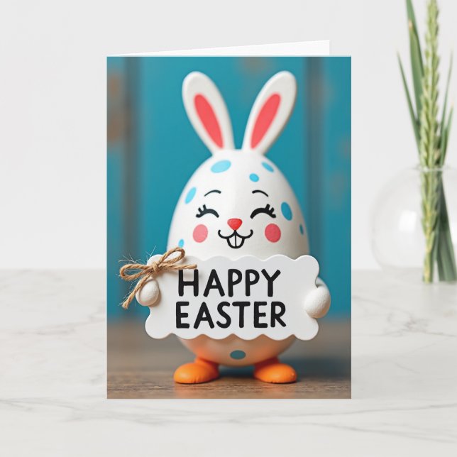 Happy Egg Bunny Message Card (Front)