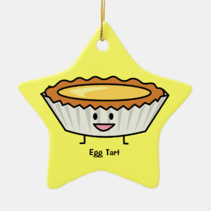 Happy Egg Tart Custard crust Chinese dessert Ceramic Ornament