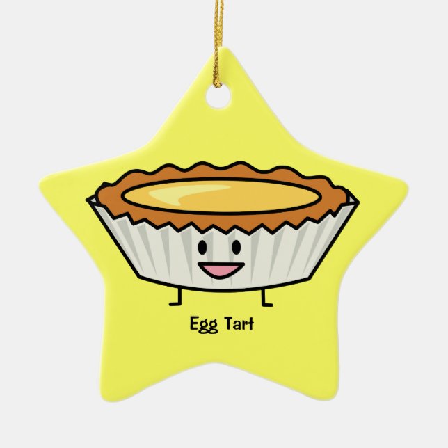 Happy Egg Tart Custard crust Chinese dessert Ceramic Ornament (Front)