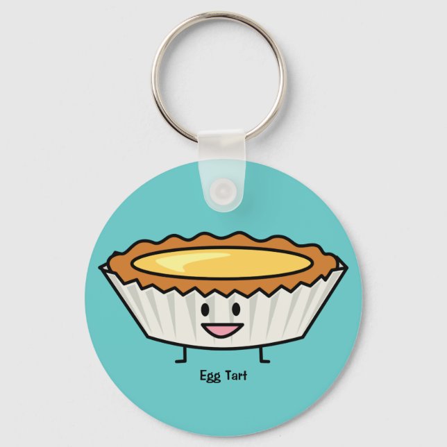 Happy Egg Tart Custard crust Chinese dessert Keychain (Front)
