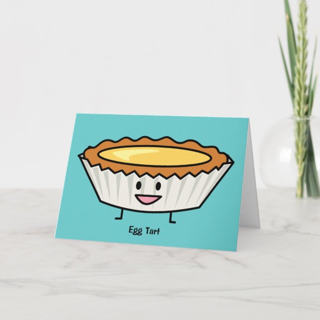 Happy Egg Tart Custard crust Chinese dessert Thank You Card (Front)