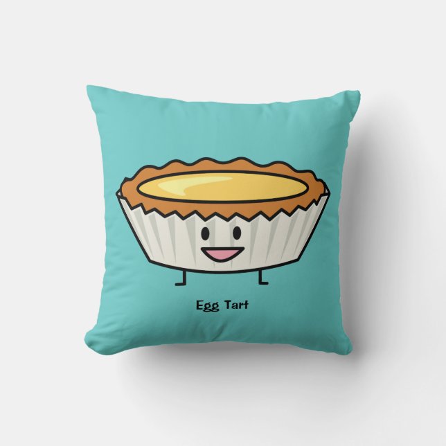 Happy Egg Tart Custard crust Chinese dessert Throw Pillow (Front)