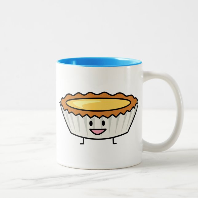 Happy Egg Tart Custard crust Chinese dessert Two-Tone Coffee Mug (Right)