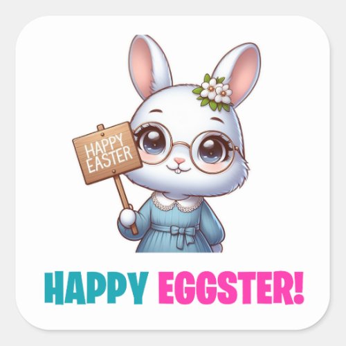 Happy Eggster _ Funny Flowers Square Sticker