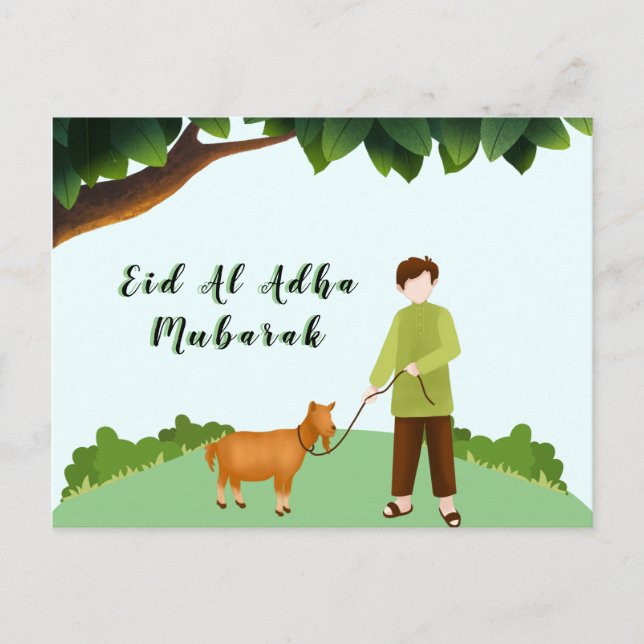 Happy Eid Al Adha Mubarak 1443 H Holiday Postcard (Front)