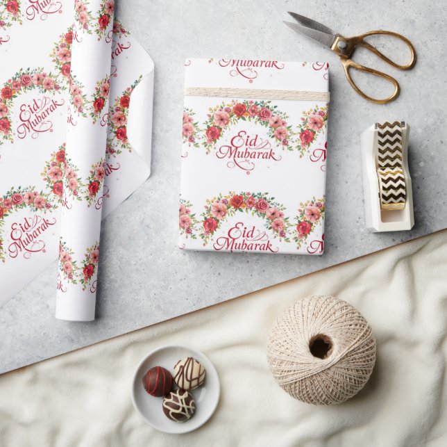 Happy Eid Al-Fitr Mubarak Floral Wrapping Paper  (Crafts)
