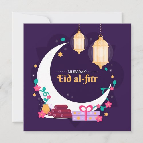 Happy Eid Al_Fitr Mubarak Moon Holiday Card