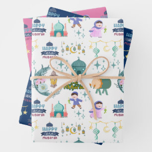 Happy Eid Al-Fitr Mubarak Wrapping Paper Sheets