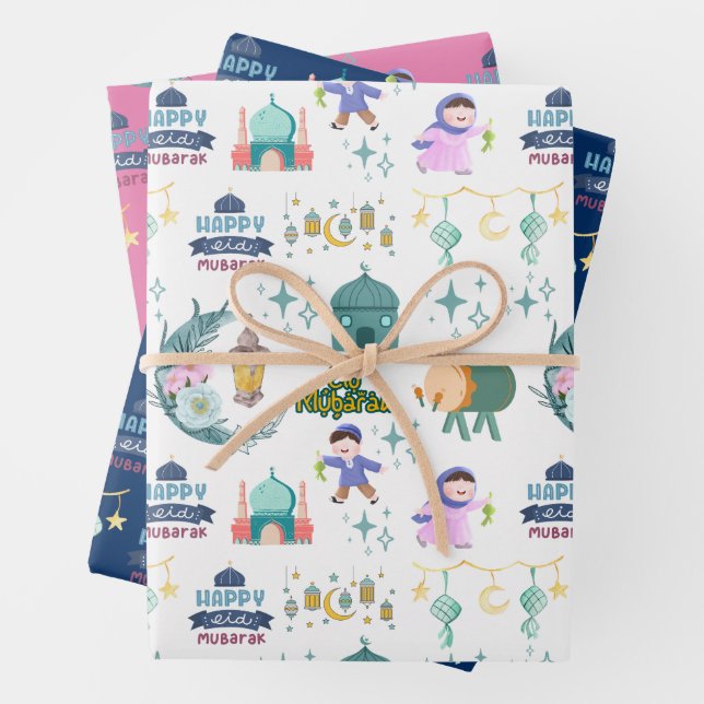 Happy Eid Al-Fitr Mubarak Wrapping Paper Sheets (In situ)