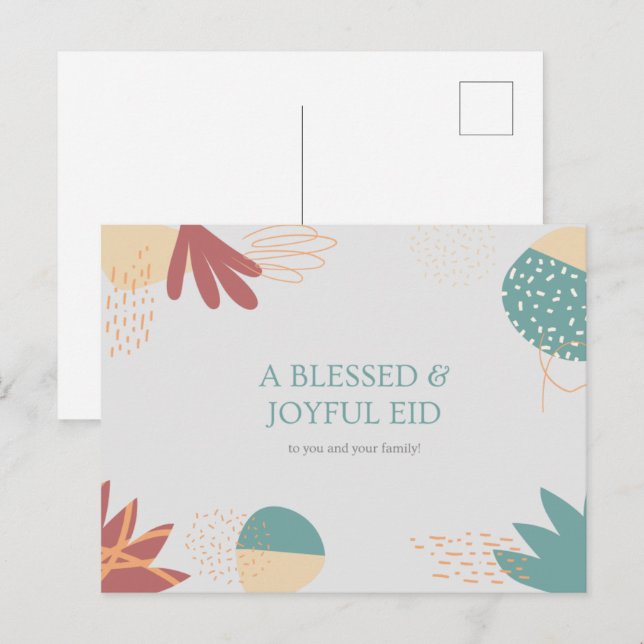 Happy Eid Al Mubarak Islamic Postcards (Front/Back)