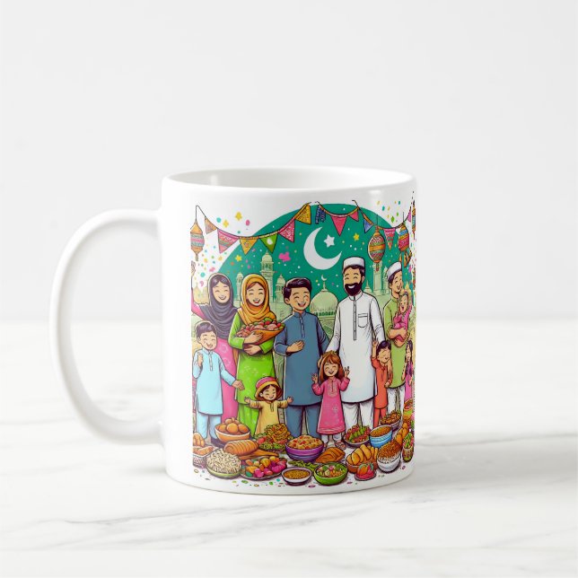 Happy Eid Family Funny Celebrating Design Coffee Mug (Left)