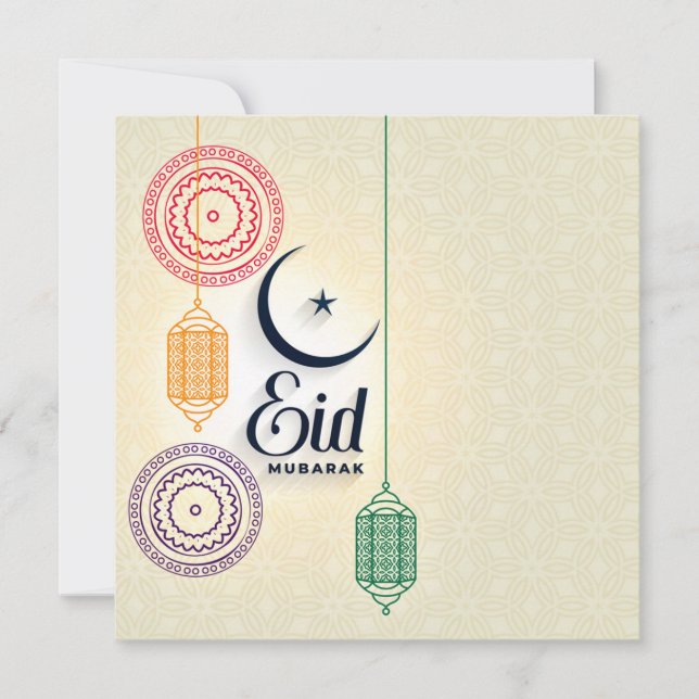 Happy Eid Mubarak Colorful Holiday Card (Front)