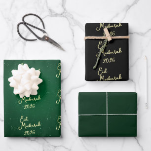 Happy Eid Mubarak Green Elegant wrapping Paper