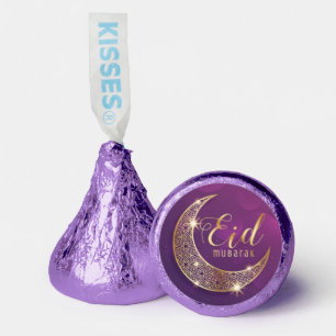 Happy Eid Mubarak Purple and Golden Crescent Hershey®'s Kisses®