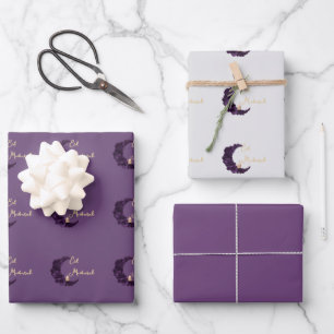 Happy Eid Mubarak Purple Crescent Wrapping Paper