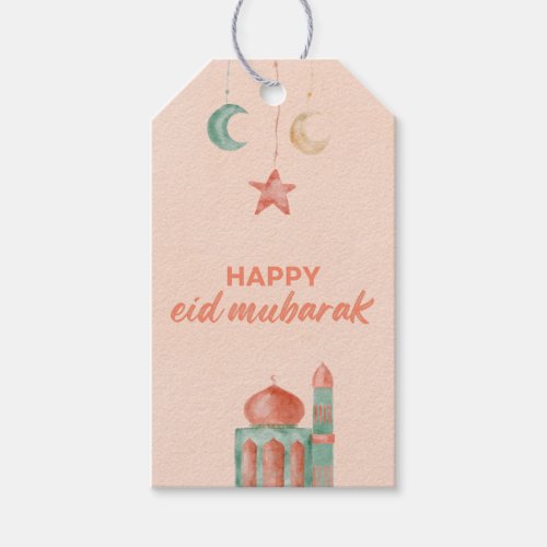Happy Eid Mubarak Watercolor Mosque Gift Tags