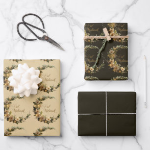Happy Eid Mubarak White Hilal Wrapping Paper