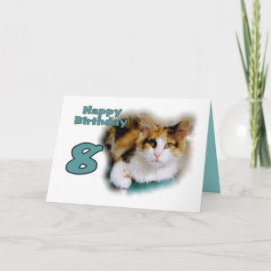 Happy Eighth Birthday Calico Cat Card