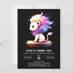 Happy Elegant Lion Birthday Invitation