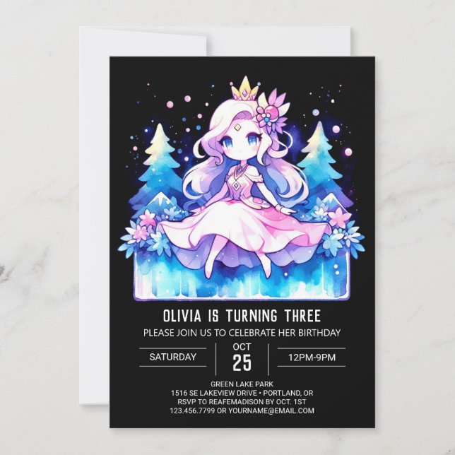 Happy Elegant Princess Birthday Invitation (Front)