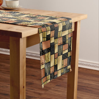 Happy Elegantly Tiled Menorahs Long Table Runner